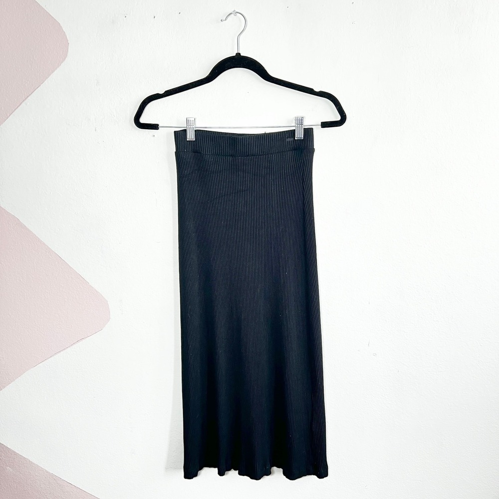 Whimsy + Row‎ Black Ribbed Maxi Skirt Casual Minimalist Classic XS